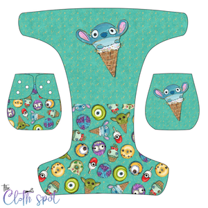 Teal Creature Sweets Nappy Panel