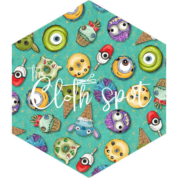 Teal Creature Sweets Main Fabric