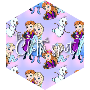 Frozen Sisters and Olaf Main Fabric