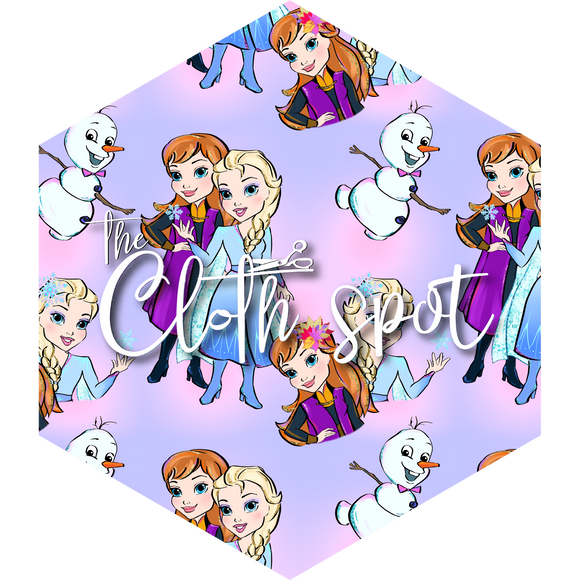 Frozen Sisters and Olaf Main Fabric