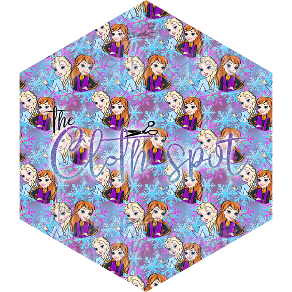 Frozen Sisters Purple Main Fabric