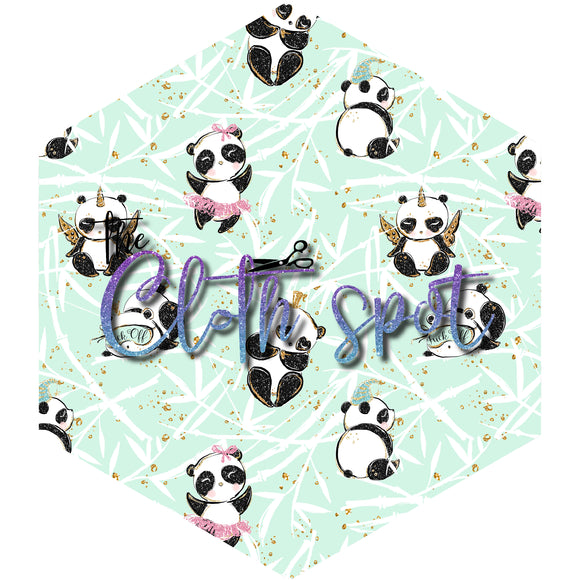 Teal PG Ballerina Panda Main Fabric