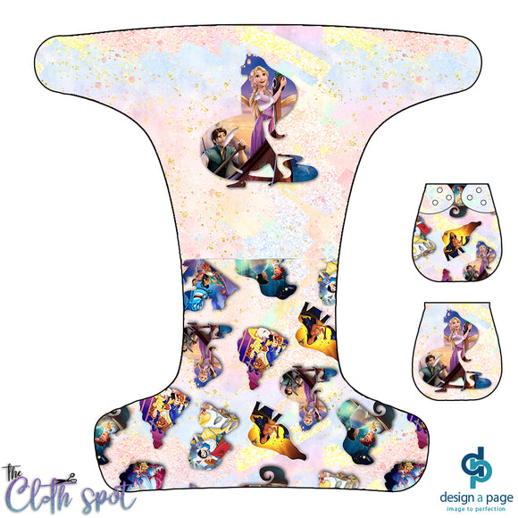 Princess Silhouttes Tangled Nappy Panel