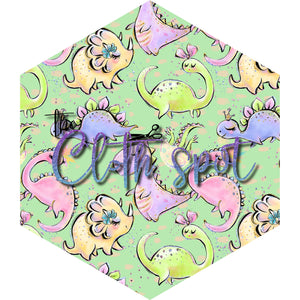 Girl Green Dinos Main Fabric