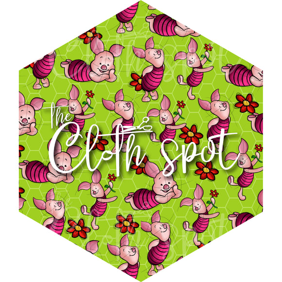 Piglet Green Hexagon Main Fabric