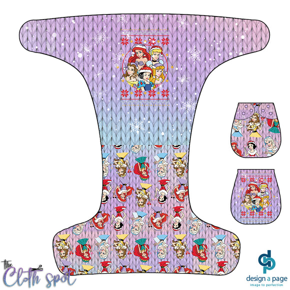 Princess Christmas Nappy Panel