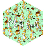 Rabbit without Wheelbarrow Green Hexagon Main Fabric