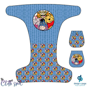 Winnie the Pooh Blue Nappy Panel