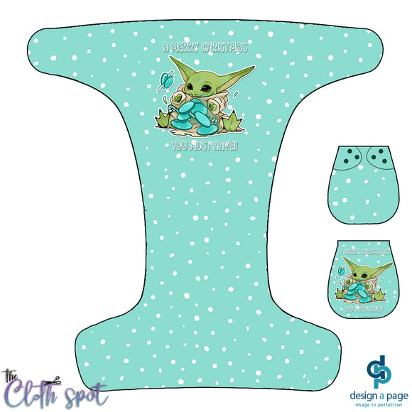 Yoda Christmas Blue Nappy Panel