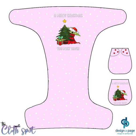 Yoda Christmas Pink Nappy Panel